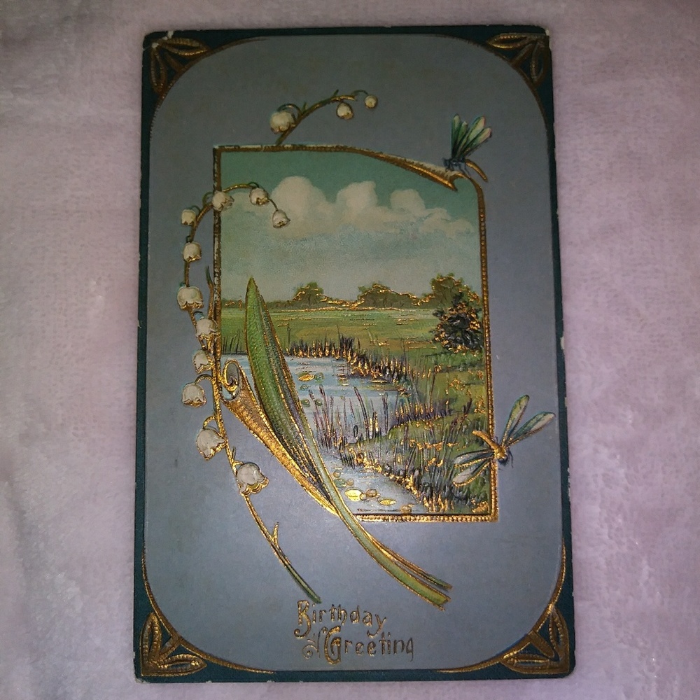 Antique Birthday postcard from 1908